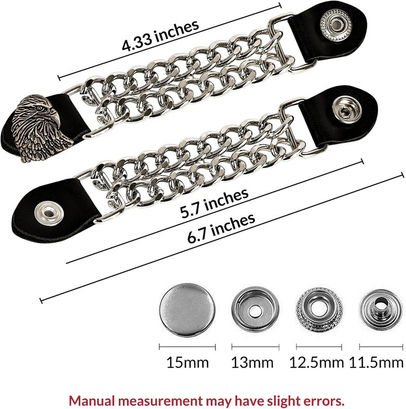 Mirthcos Motorcycle Vest Extenders for Men & Women - 4 PCS Leather Vest Extensions for Biker - Durable Double Chrome Chains - Image 3